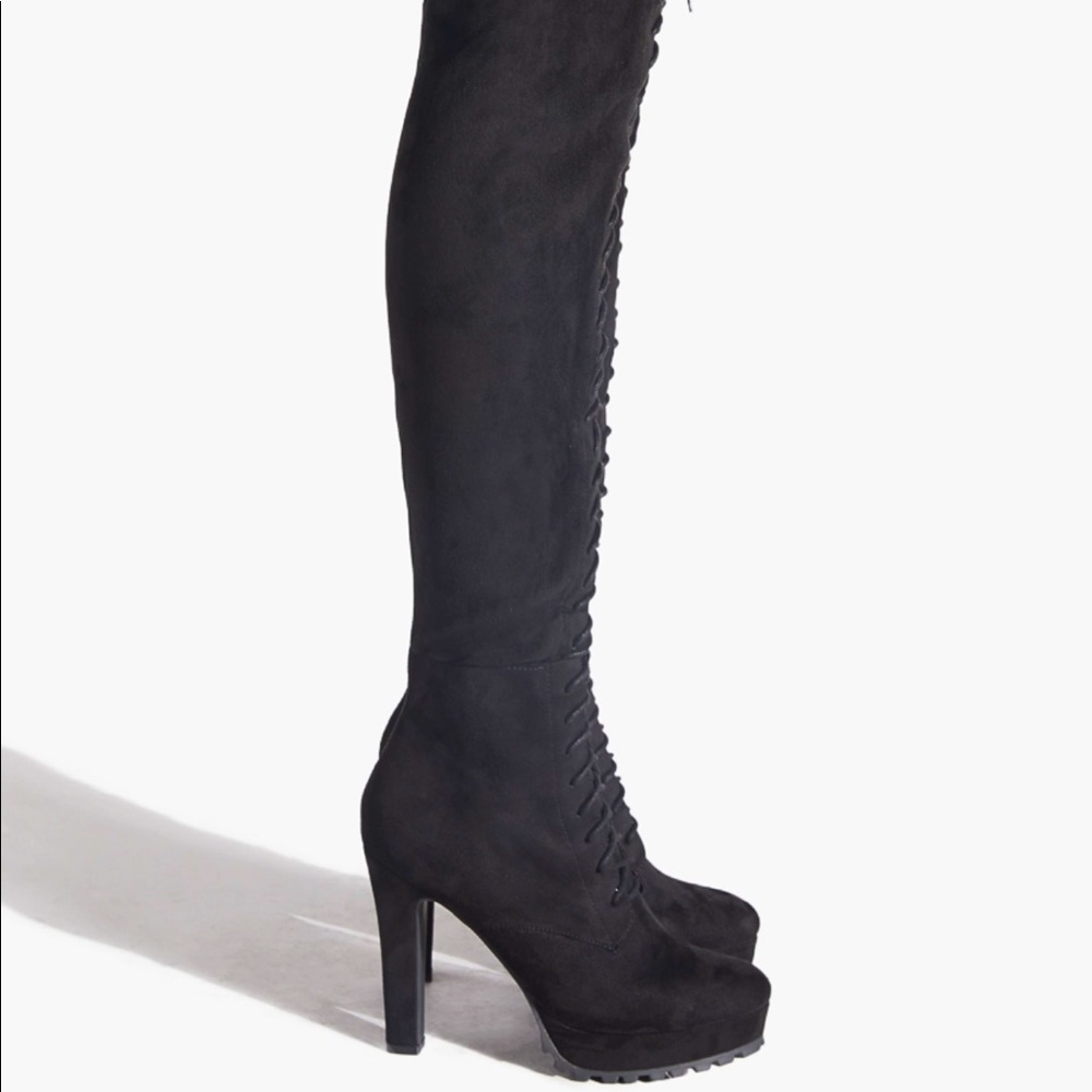 Thigh high boot heels